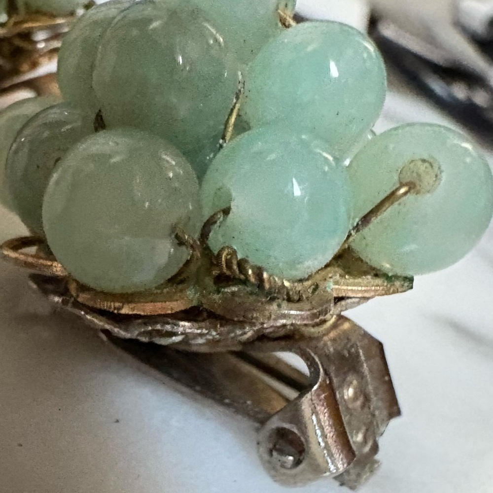 Vintage Green Cluster Earrings - Picture 10 of 16